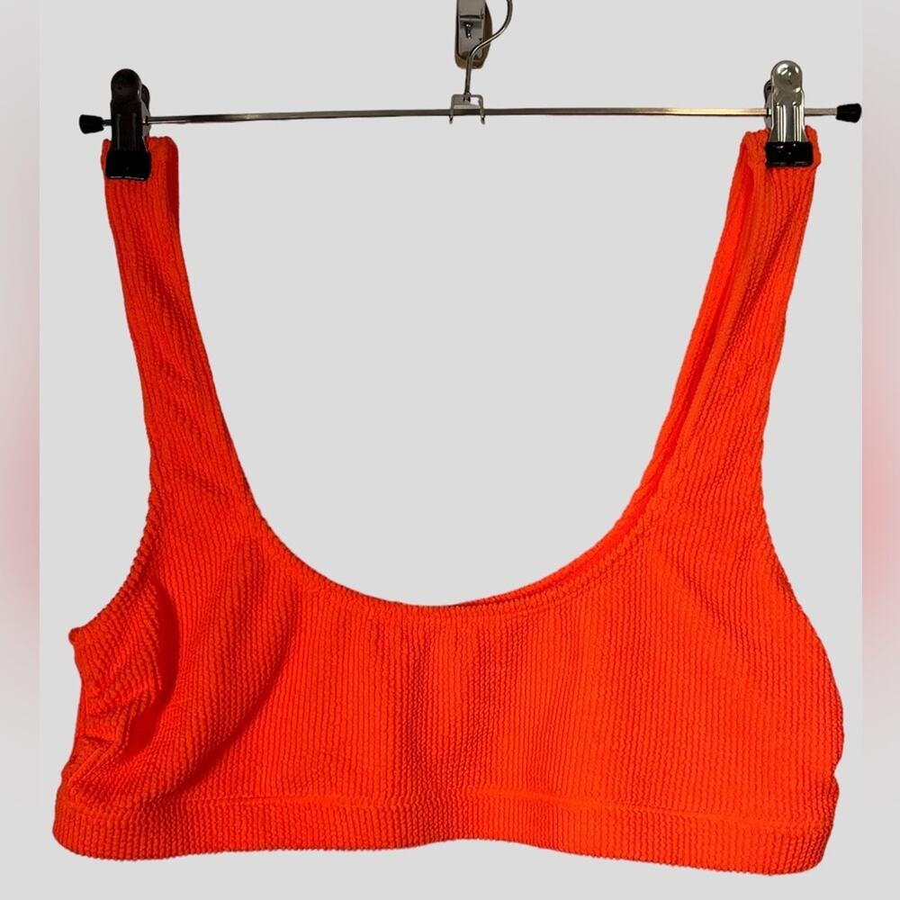 GOOD AMERICAN Ribbed ‘Hot Coral’ Bikini Swim Top Plus Size Good American Size 7